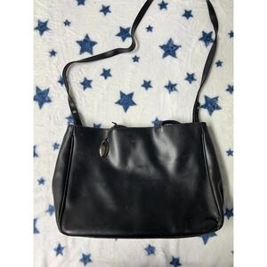 Furla Black Leather Shoulder Bag Tote Made in Italy Vintage Purse